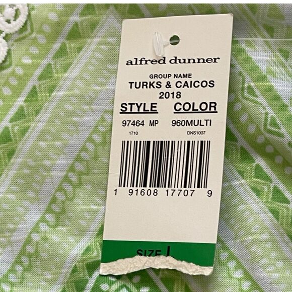 Alfred Dunner Large NWT Pullover Top Summer Spring Green Ombre Knit Lace Overlay - Picture 7 of 9